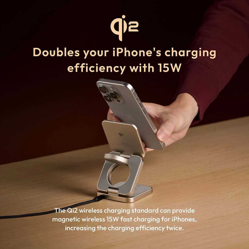 แท่นชาร์จไร้สาย ADAM elements Mag 3 Pro Qi2 3-in-1 Foldable Travel Charging Station สีเทาเข้ม